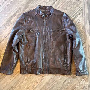 Calvin Klein Brown Leather Jacket | Medium | Great Condition